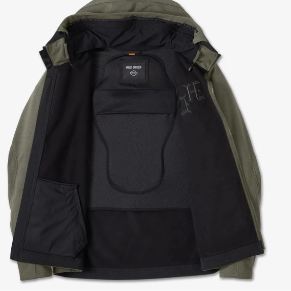 Harley-Davidson H-D Deflector 2.0 Hooded Riding Jacket in Army Green - Picture 8 of 8